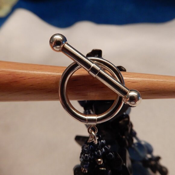 Multi-Strand Blue Agate and Silver Bracelet - Picture 3 of 10